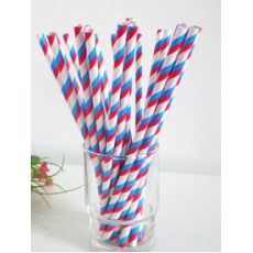 Paper Straws - Red and Blue Stripes x25